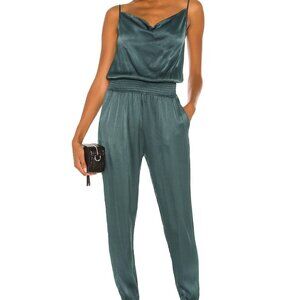 Bobi, Deep Sage Sleek Textured Jumpsuit, Size M